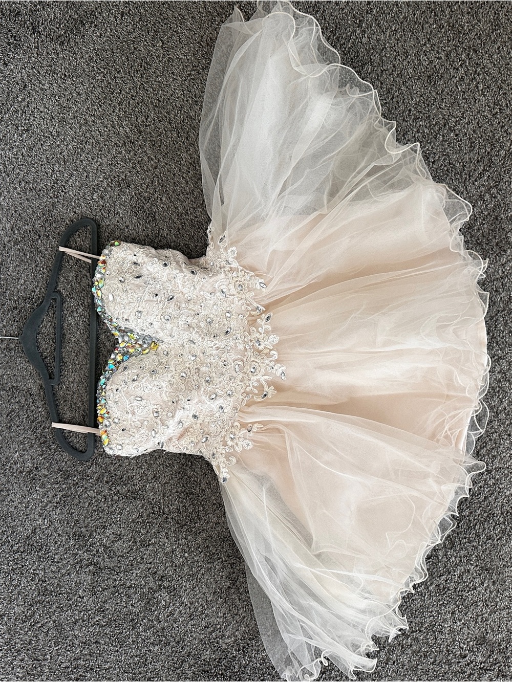 Custom Champagne Crystal Corset Tulle Dress | Fairycore Balletcore Costume